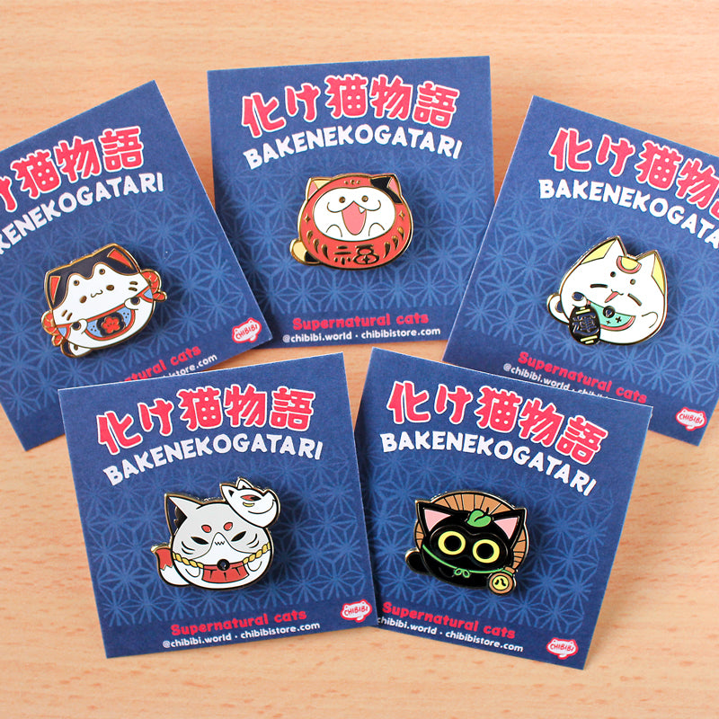 Japanese Folklore Supernatural Cats Enamel Pins