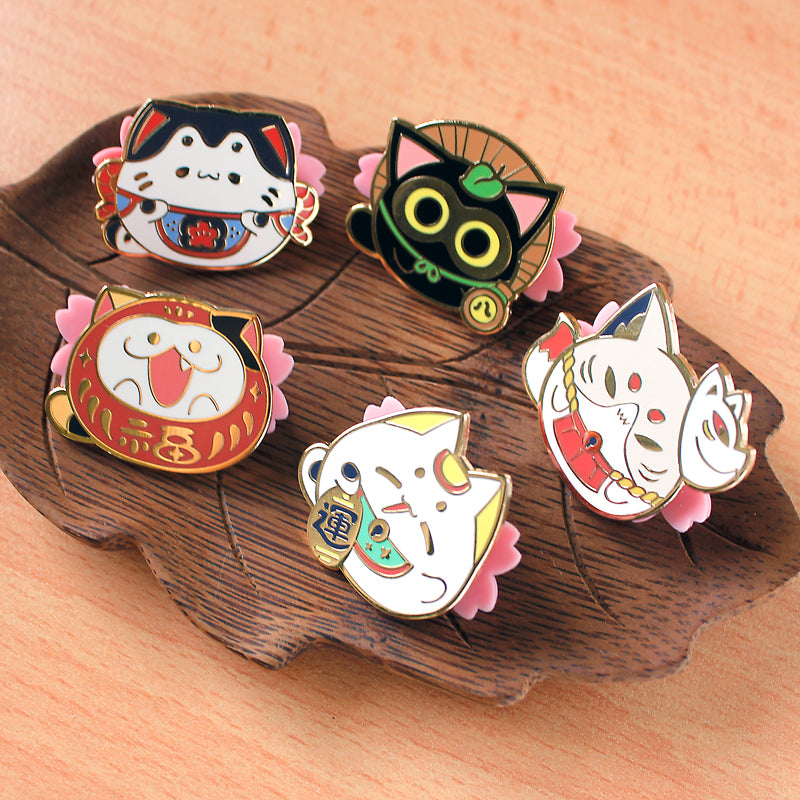 Japanese Folklore Supernatural Cats Enamel Pins
