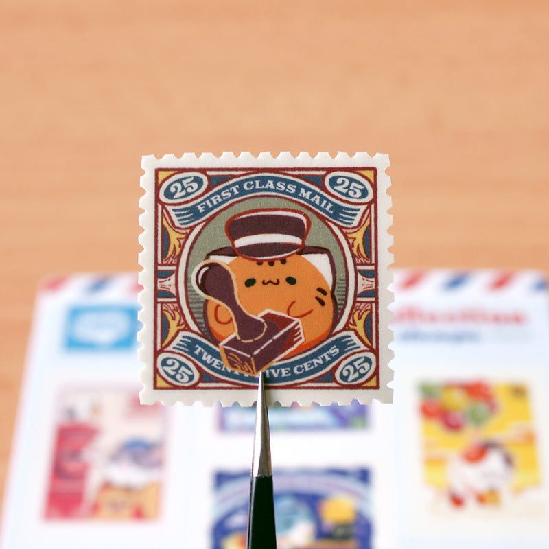 Purrington Retro Postal Stamps Sticker Sheet