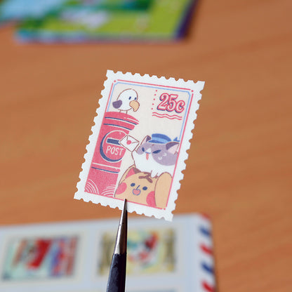 Purrington Retro Postal Stamps Sticker Sheet